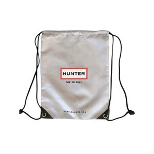 Hunter Original Gray Silver Drawstring Backpack Gym Travel Tote Logo Bag